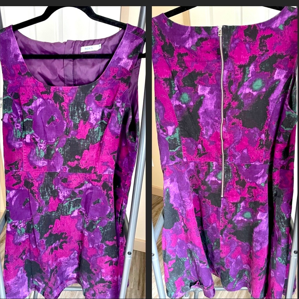 Rickis Size 18 Purple Floral Fit & Flare Dress